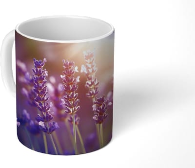 Mok - Koffiemok - Lavendelbloemen - Paars - Zonlicht - Mokken - 350 ML - Beker - Koffiemokken - Theemok