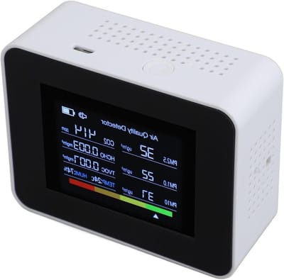 Luchtkwaliteit Meter - CO2 Detector - Binnenlucht Meten - NDIR Sensor Nauwkeurig - 8 in 1 - Wit