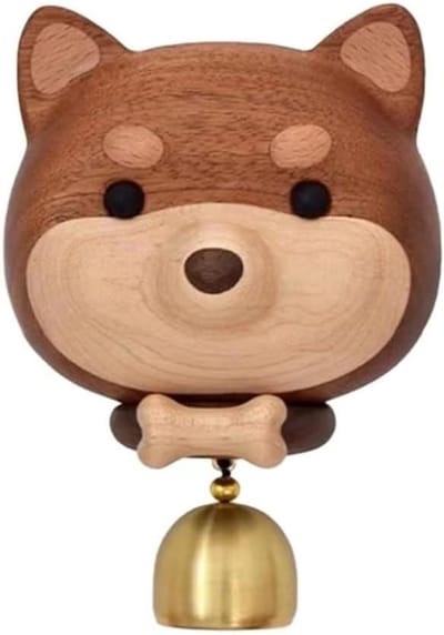 Houten Deurbel Hond - Winkeliersbel Deurklokje - Winkels Decoreren - Massief Houten Ontwerp - 12 x 8 x 8 cm