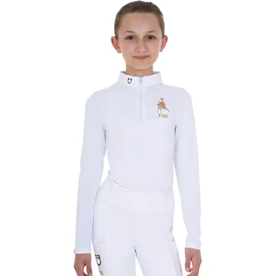 Meisjes wedstrijdpoloshirt met lange mouwen Equestro X Fise