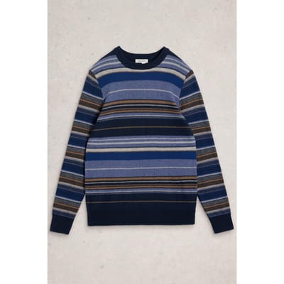 White Stuff Abstract Stripe Crew Blue Multi Taglia: L | Maglioni a maglia Outlet | Uomo | Blu