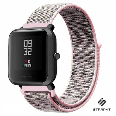 Nylon bandje geschikt voor Xiaomi Amazfit Bip / GTS / GTS 2 / GTS 3 / GTS 4 - Mini / Bip Lite / Bip U / Bip U Pro - Roze - Pink Sand