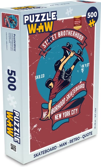 Puzzel Skateboard - Man - Retro - Quote - Legpuzzel - Puzzel 500 stukjes