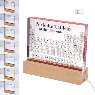 Periodiek Systeem - Elementen Display - Educatief Decor - 83 Echte Elementen - 15x11.4x2 cm - Transparant Met Kleur