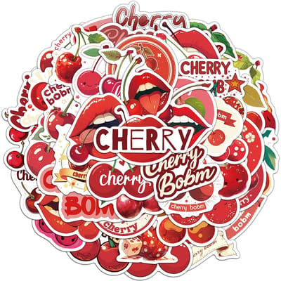 50 PIÈCES Autocollant Cerise Fruit Rouge Mignon pour Coque de Téléphone Portable Ordinateur Portable Bagages Autocollant Imperméable