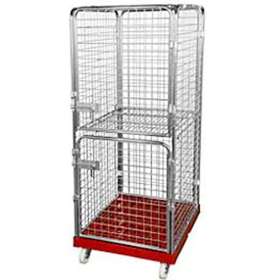 Rolcontainer 1600 met gesloten wanden - antidiefstal - kunststof rolplaat - 2 zijwandenvuurrood RAL 3000