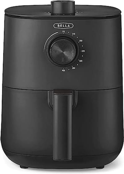 Handmatige heteluchtfriteuse - Olievrij Frituren, Afwasmachine Bestendige Antiaanbakpan en Frituurrek, Matte Zwart