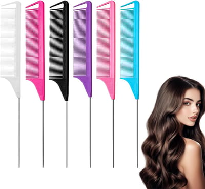 Set van 6 Professionele Kapperskam met Staart - Antistatische Koolstofvezel Kam voor Haarstyling en Knippen, Warmtebestendig en Duurzaam