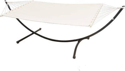 Dubbele Hangmat met Frame tot 120kg - 300x100 Metalen Tuin Standaard - Hangmat voor 2 Personen