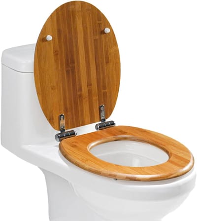 Houten Toiletbril - Toiletdeksel Ovaal - Badkamer Hygiëne - Soft-close Scharnier - 42.5 cm Lengte - Donkerbruin