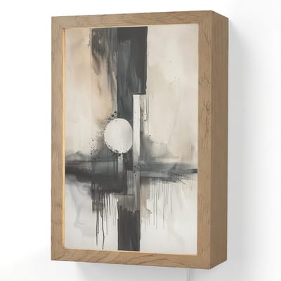 Wandlamp 20x30 cm - Oplaadbaar - Abstract - Zwart wit - Verf - Modern - Wandlampen binnen woonkamer - Slaapkamer lamp met kabel - Decoratieve nachtlamp - Vloerlamp snoer