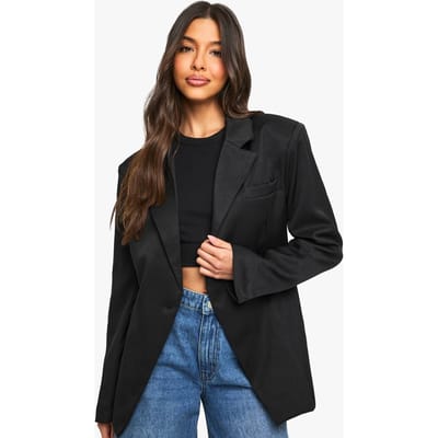 boohoo Dames Woven Tailored Cinched Blazer | Zwart | Maat: 36