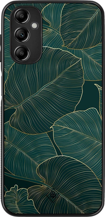 Casimoda® hoesje - Geschikt voor Samsung Galaxy A14 5G - Monstera Leaves - Zwart TPU Backcover - Planten - Groen