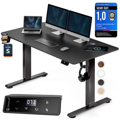 Casaria Zit sta bureau - Elektrisch Verstelbaar USB 120x60cm – Zwart