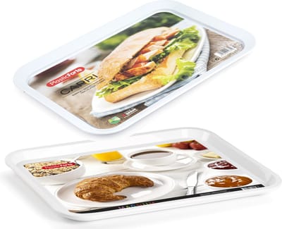 Kunststof Dienbladen set kleur wit in 2 formaten - 37 x 26 cm en 41 x 31 cm