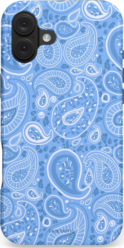 Casetastic hoesje geschikt voor Apple iPhone 16 Plus - MagSafe - Dubbellaagse bescherming - Paisley verleiding - Fashion Case - Lichtblauw Lavendel