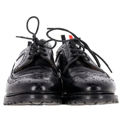 Thom Browne Classic Longwing Brogues in Zwart Leer