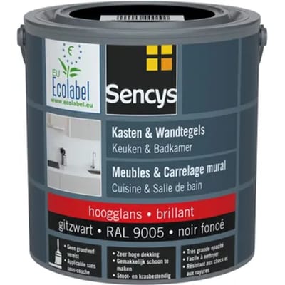 Sencys Lak Voor Wandtegels & Meubels, Keuken En Badkamer Ral9005 Glans 2.5l