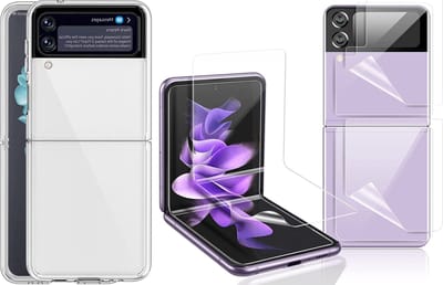 Hoesje geschikt voor Samsung Galaxy Z Flip 3 - Transparant Hoes Back Cover Hoesjes en PET Screen Protector