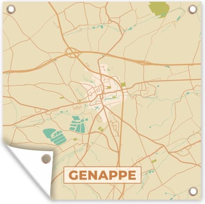 Tuin poster Kaart - Stadskaart - Retro - Plattegrond - Genappe - 200x200 cm - Tuindoek