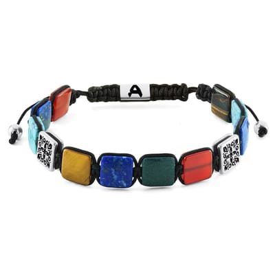 Elysian | Armband met Zilverkleurige en Meerkleurige Natuurstenen Kralen