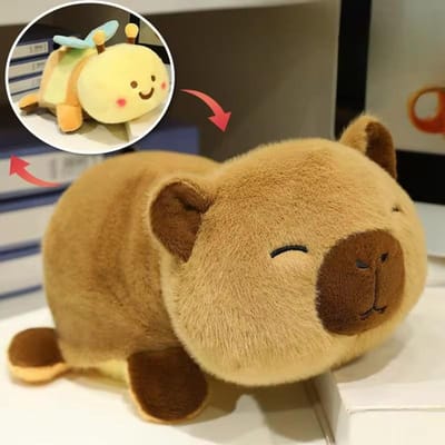 Dubbelzijdige Flip Bij Speelgoed Capybara Transformeerbaar Pluche Pop 2-in-1 Capybara Flip Verander Transformeer Kapibala Zacht Kussen Kinder Cadeau 25cm