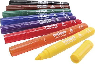 PRIMO Textielstiften, diverse kleuren, 8 stuk/ 1 doos