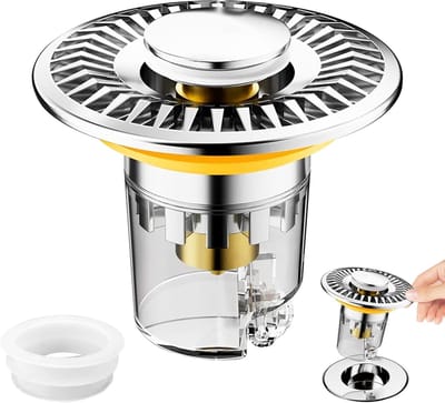 1 Piece Basin Stops,Full Metal Drain Plug,Pop Up Universal Sink Stop,Drain Fitting,304 Stainless Steel Drain - ShopVlot
