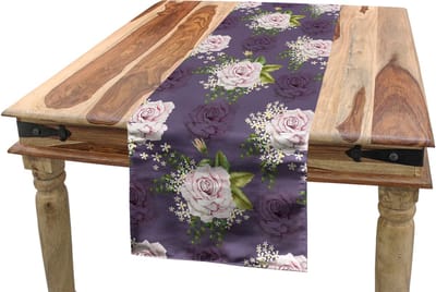 ABAKUHAUS Tafelloper – 40x180 cm, Roze & Pale Aubergine, Machinewasbaar