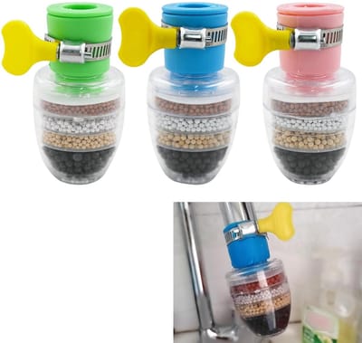 Waterfilter kraan-Waterfilter voor op de Kraan-3 Stuks-Waterontkalker -Zuiver water- Kraanfilter -6-laags cartridge actief koolfilter-3 kleuren