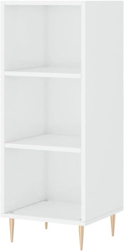 Dressoir met Opbergruimte - Kast Hout - Woonkamer Organiseren - Inclusief Wandhouder - 90 cm Hoog - Hoogglans Wit
