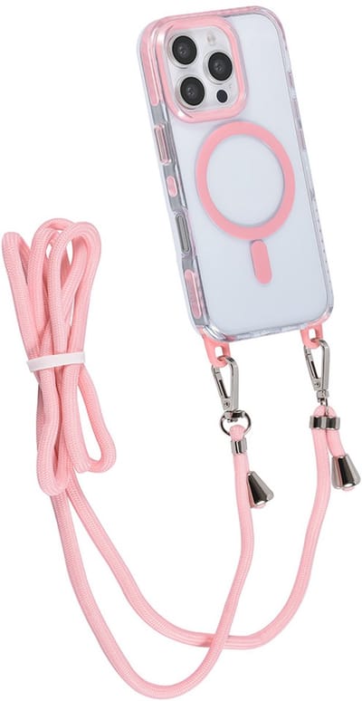 TUNIQ Back cover - iPhone 16 Pro - Roze - Shockproof randen - Inclusief koord voor handsfree gebruik