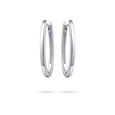 Jewels Inc. - Oorringen - Glad Ovaal met scharnier - 3mm Breed - 35mm - Gerhodineerd Zilver 925