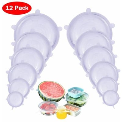 Couvercle en Silicone Stretch 12 PCS Couvercle en Silicone Couvre-Savon Couvre-Couvercle en Pot Couvre-BPA-sans BPA