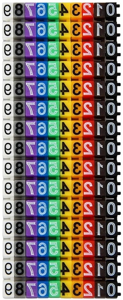 Kleurige kabelclips en digitale 0-9 draadnummers, zelfklevende kabelmarkeerders set van 150 stuks voor georganiseerde bedrading en kabelbeheer
