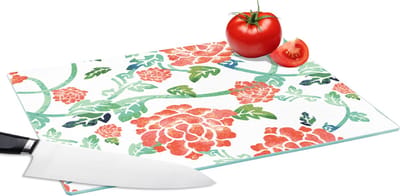 Glazen Snijplank - 39x28 - Bloemen - Bladeren - Patronen - Waterverf - Snijplanken Glas