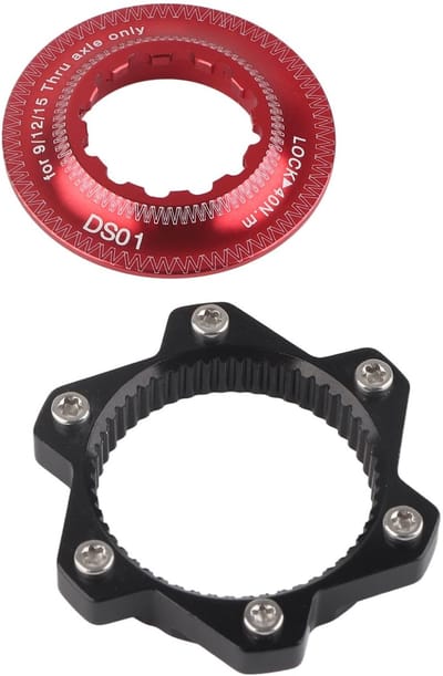 Dailygoods - Bike Brake Center Lock - Fietsschijf adapterset - Aluminiumlegering - Rood en zwart - Voor mountainbike - Versterkt de remprestaties