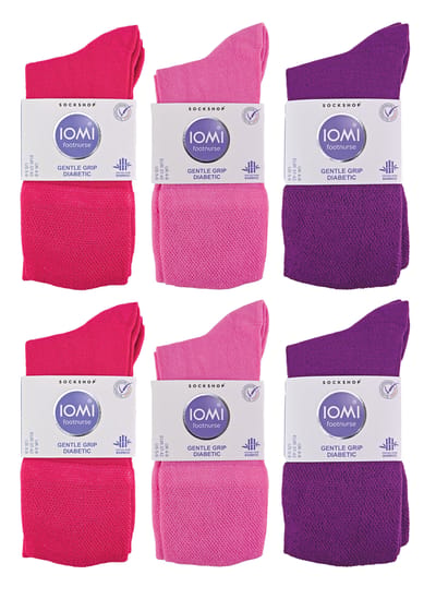 IOMI - 12 paar bamboesokken voor diabeten voor dames - Roze