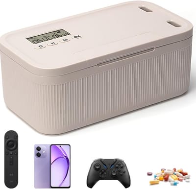 Professionele Time Lock Box met Timer - Kluis - Opbergdoos - Kitchen Safe - Telefoongevangenis voor Smartphone & Gaming - 23.9 x 13.1 x 9.6 cm - meer Focus & Zelfdiscipline - Beige
