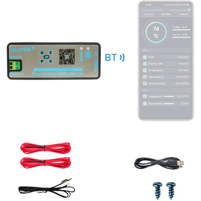 2,4 Inch Draadloze BT Spanningsmeter Stroommeter Amperemeter Voltmeter Coulometer Batterijvermogen KL300A-without display screen