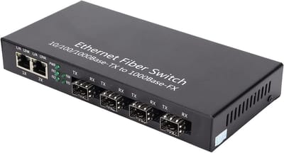 Netwerk Switch - Ethernet Converter - Netwerk Uitbreiding - Gigabit Glasvezel - 4 Glasvezel 2 Poorten - Zwart