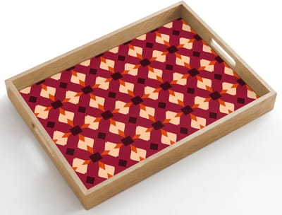 Dienblad hout 50x35 cm - Schootdienblad - Retro - Patroon - Kleurrijk - Borrelplank rechthoek - Plateau dienbladen
