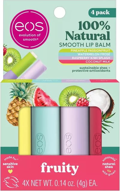 eos Lip Balm Variety Pack – 100% Natuurlijk – Fruitige Lippenbalsem – 4 stuks