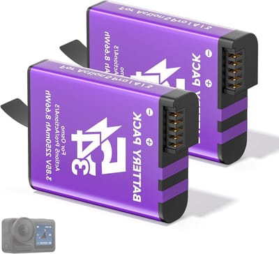 Reserveaccu Set - Oplaadbare Accu's - Actiecamera Gebruik - Volledig Gedecodeerd - 2250 mAh - Zwart