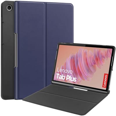 Coverup Tablethoes geschikt voor Lenovo Tab Plus Hoesje - Tri-Fold Book Case met Wake/Sleep - Blauw