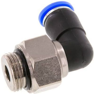 8mm & G3/8'' L-stuk Draaidoorvoer Insteek Buitendraad Vernikkeld Messing/PBT NBR