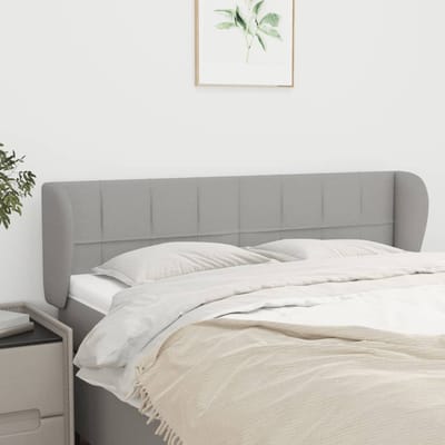vidaXL - Hoofdbord - met - randen - 147x23x78/88 - cm - stof - lichtgrijs