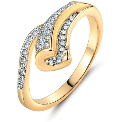Luxe Diamanten Ring Geelgoud Micro Pave Stapelbaar voor Dames Heren Mode Imitatiediamanten Verlovingsring Trouwring Fijne Sieraden 6 beige