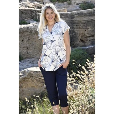 Ringella Elegante pyjama ginkgobladeren Wit vrouw 36
