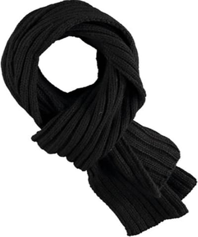 Sarlini Winter sjaal/shawl - zwart - 23 x 180 cm - rib gebreid - heren - acryl - Winteraccessoires